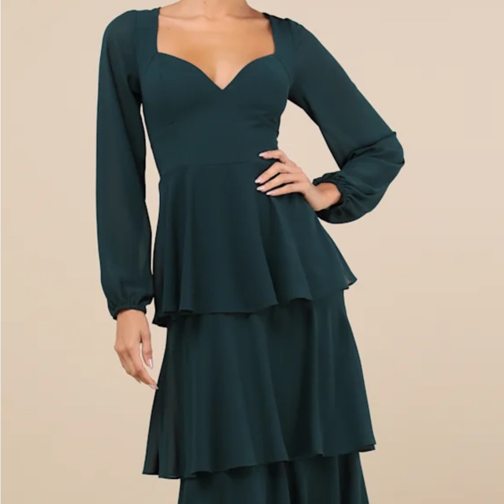 Lulus Elegant Emerald Open Back Dress